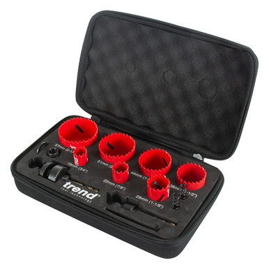 Trend 7-Piece Plumber Hole Saw Set, 3/4 to 2-1/4 Inch, Fast Cutting Bi-Metal Blades with Case, HS/SET/7
