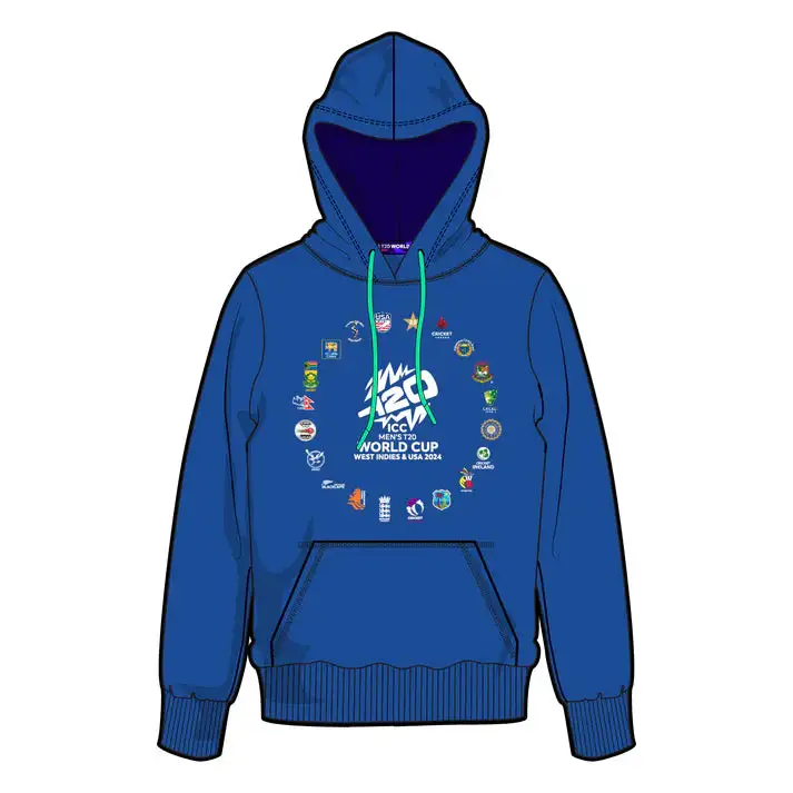 ICC T20 World Cup Men Colbat Blue Hoodie Cricket Teams – 2024