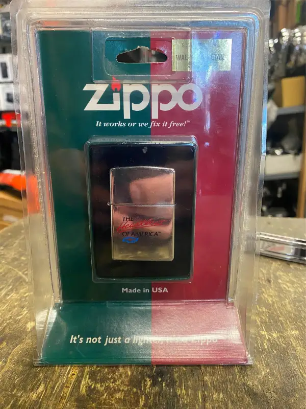 Vtg Zippo Lighter Display Pack Heartbeat of america Chevy Advertising 1980’s!