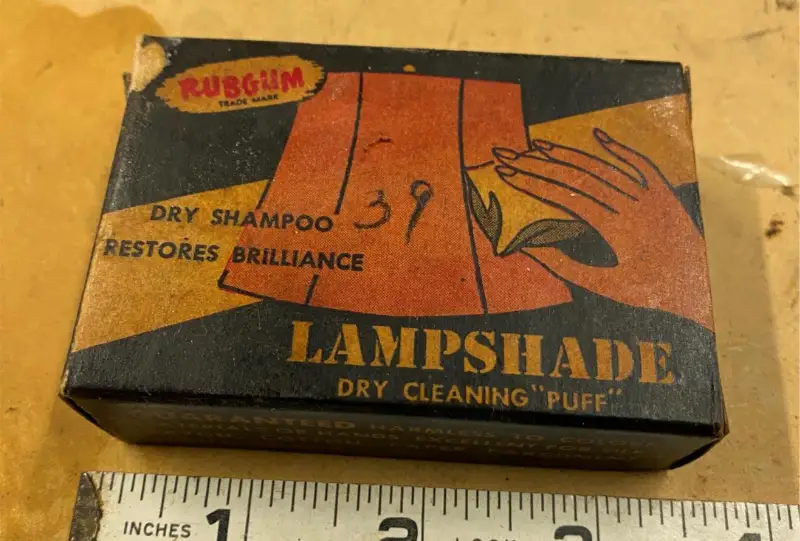 Vtg Rubgum Lampshade Dry Cleaning Puff Antique Lamp Orig Box Tiffany Collector!