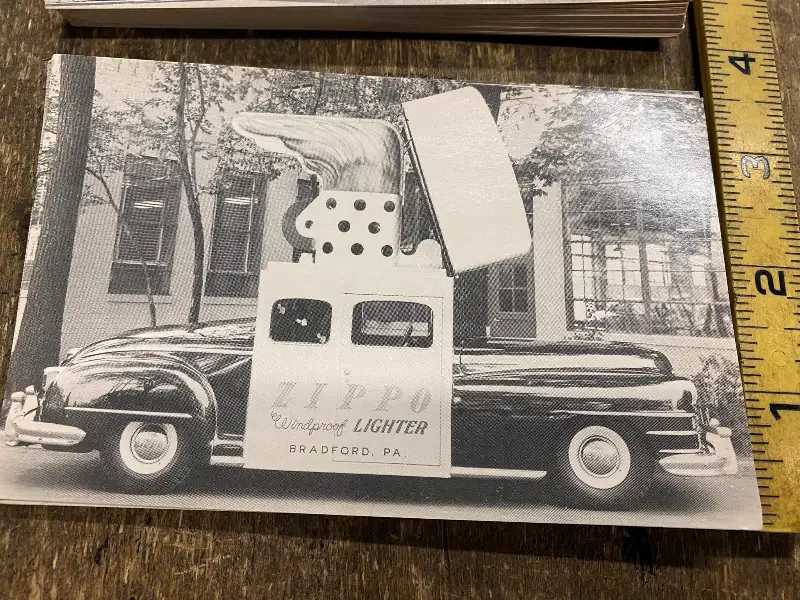 Vtg Zippo Lighter Post Card Car Collectible History Vtg 1947 Chrysler Mopar Brad