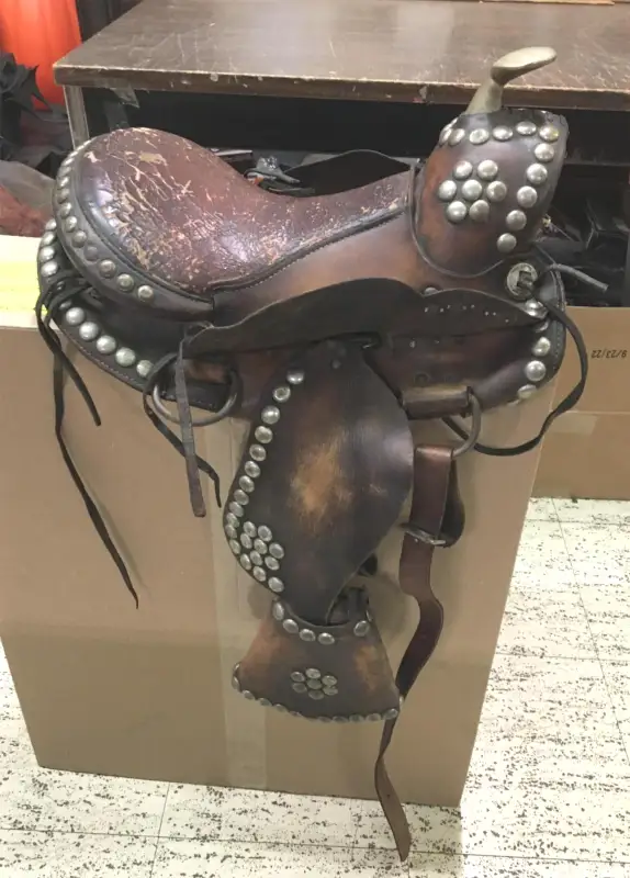Western Brown Leather Pony Saddle Miniature Horse 12′ Covered Stirrups Tapadero
