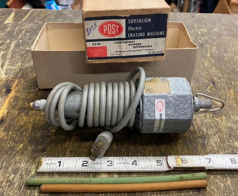Vtg Post Sovereign Electric Erasing Machine Tool Erasers Drafting Art Charcoal