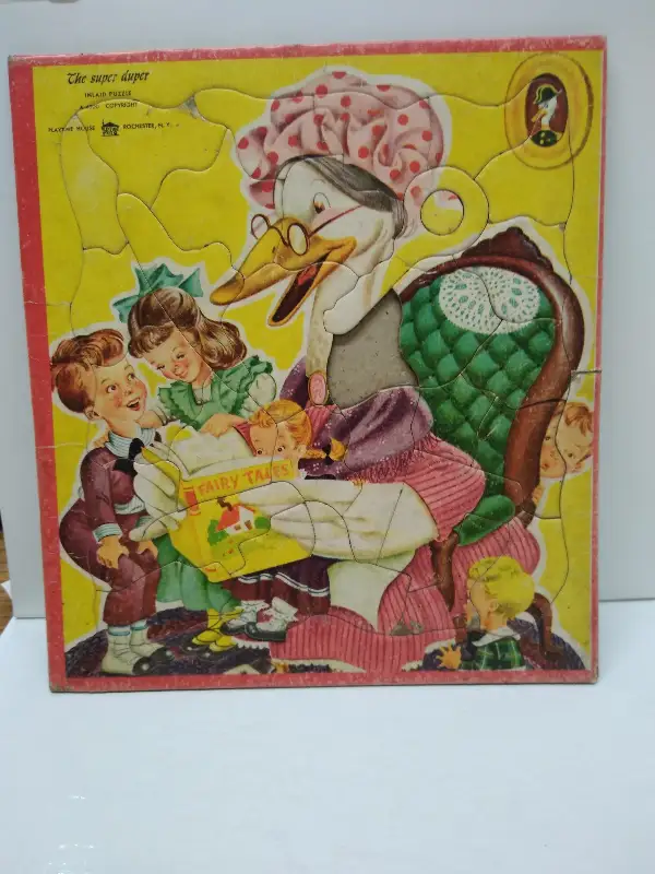 VTG Playtime House The Super Duper Inlaid Puzzle Mother Goose Fairy Tales
