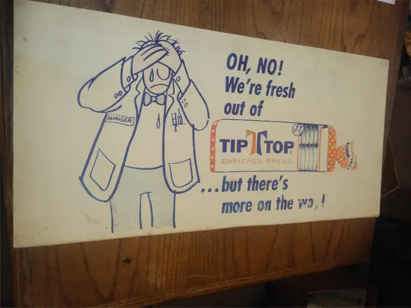 Vtg Tip Top Bread Plastic Grocery Store Shelf Liner Advertising Sign 27″ x 13.5″