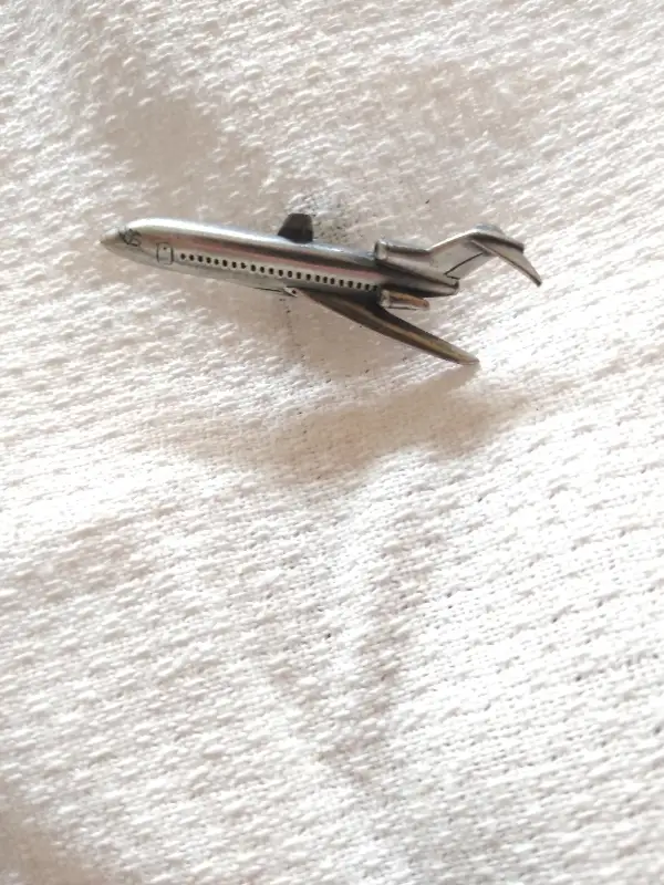 Vtg Pewter Jet Airliner Plane Tie Tack Pin Pilot Stewardess Airport