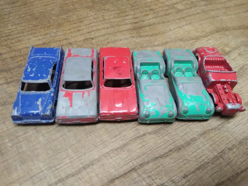 Vtg Tootsietoy Car 6 Pc Lot 57 Plymouth Falcon Triumph TR3 Model B Roadster Nice