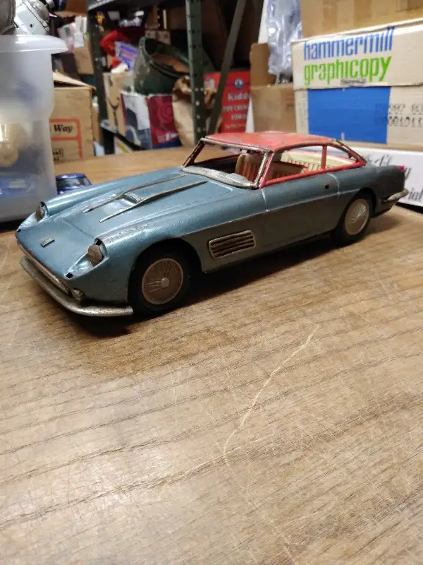 Vtg Super America Bandai Ferrari Friction Motor Tin Sports Car 11″ Japan Works