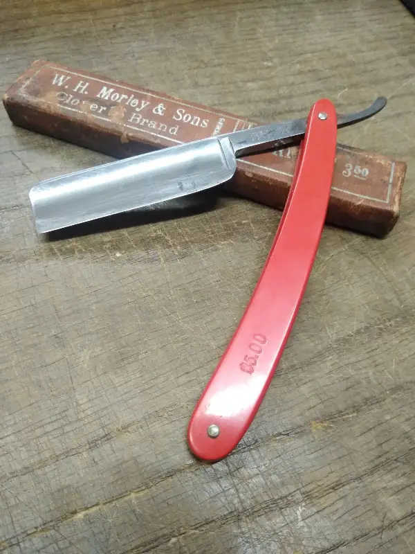 Vtg Rare Shick Straight Folding Razor Red Scales Nice Blade Box Great Shape!