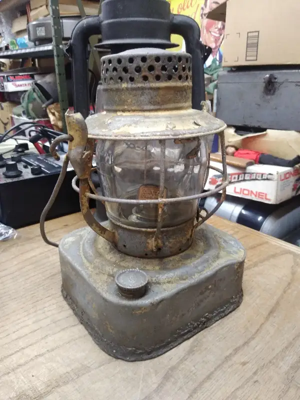 Vtg Rare Dietz Convex Kerosene Oil Lantern Lamp Marked STATE OF PA 8 DAY USA