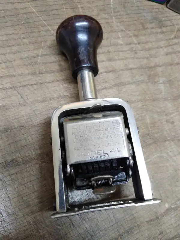 Vtg Roberts Numbering Machine Co 6 Digit Self Inking Model 49 Date Stamp #1