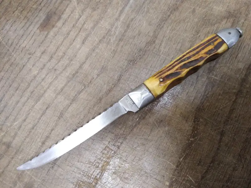 Vtg Valor #12G Serrated Edge Fixed Blade Knife 4″ Stainless Steel Japan Nice!
