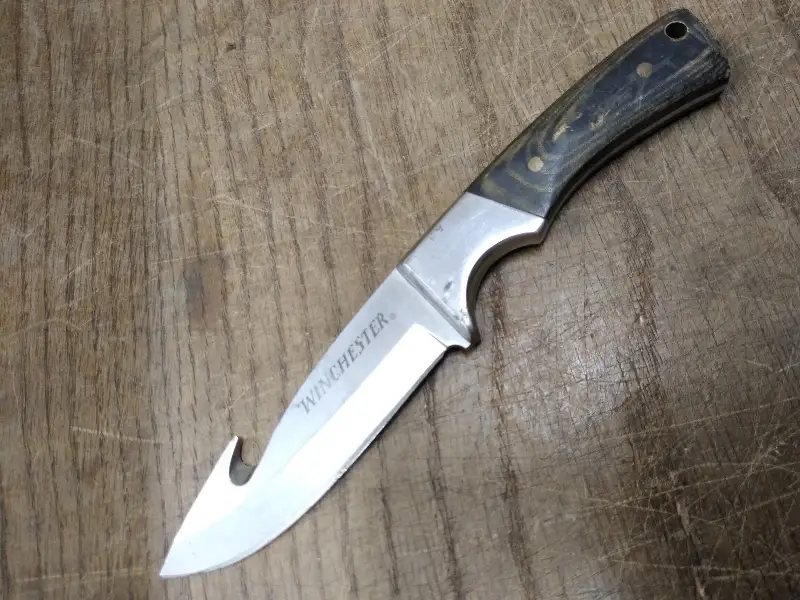Vtg Winchester Stainless Steel Fixed Blade Hunting Knife Wood Handle Good Shape!