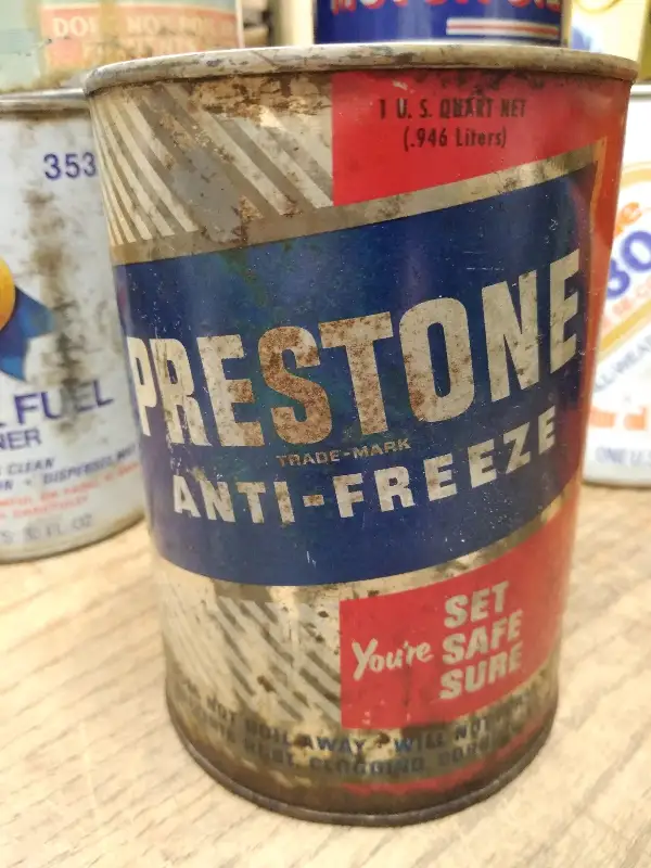 Vtg Prestone Eveready Anti Freeze 1 Quart Can Empty Your Set Safe Sure