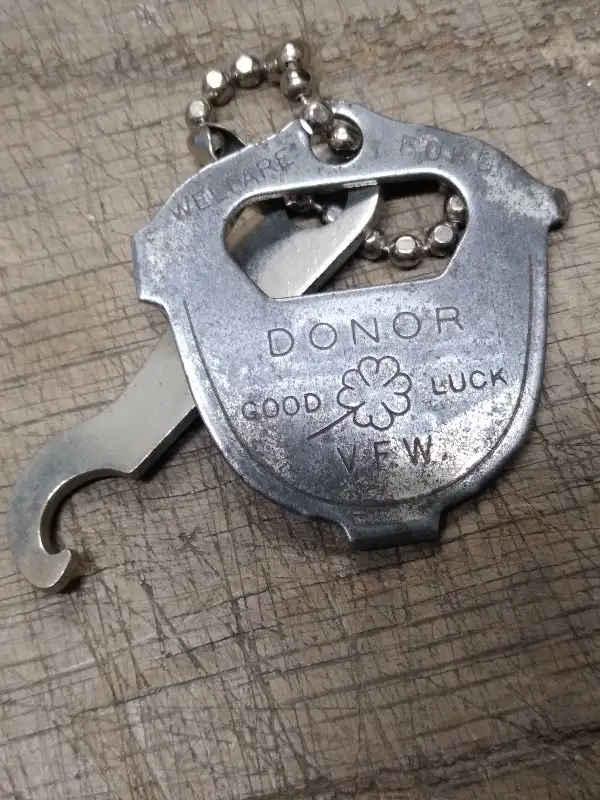 Vtg VFW Welfare Fund Donor Good Luck Pocket Screw Driver Bottle Opener Key Chain