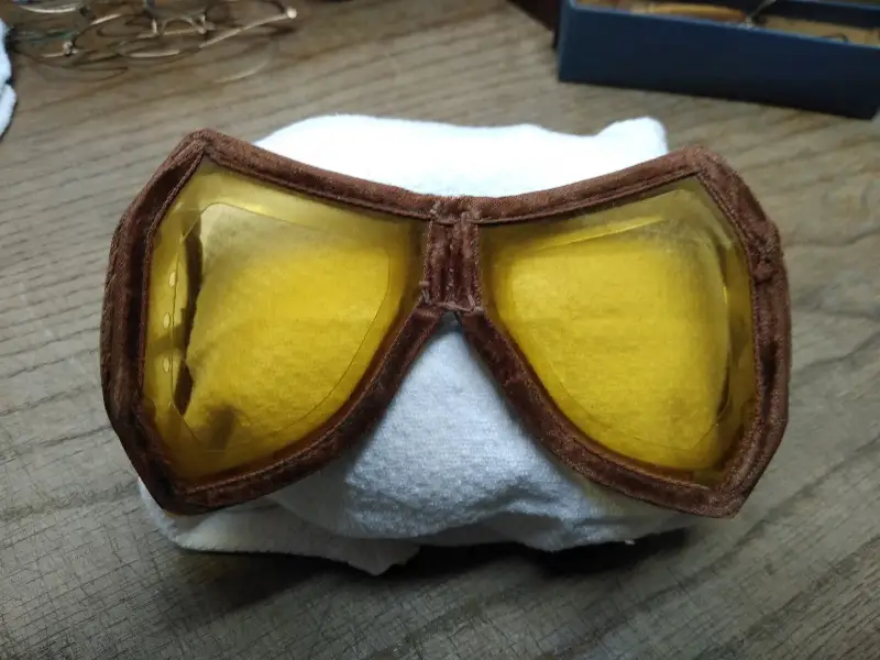 Vtg Yellow Tint Fold up Pocket Motorcycle Riding Protective Vented Goggles