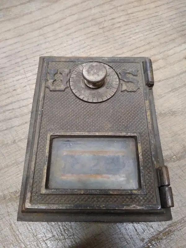 Vtg US Post Office Box Door Face #626 Brass Combination Dial 5″ x 4″