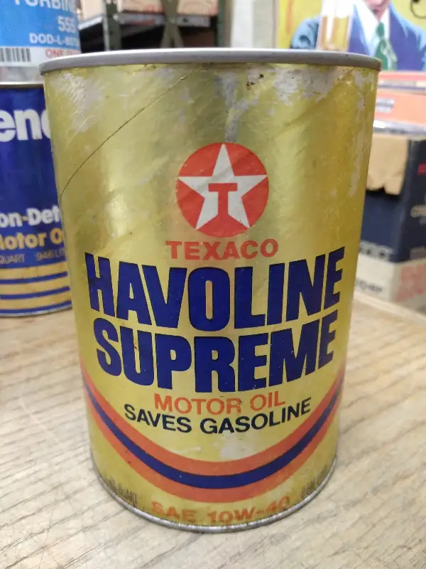 Vtg TEXACO Havoline Supreme SAE 10W 40 Motor Oil 1 Quart Cardboard Can