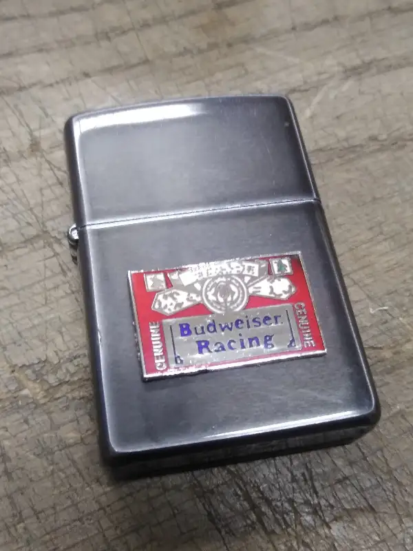Vtg Unfired 1999 Zippo Midnight Chrome Budweiser Racing Cigarette Lighter Nice!