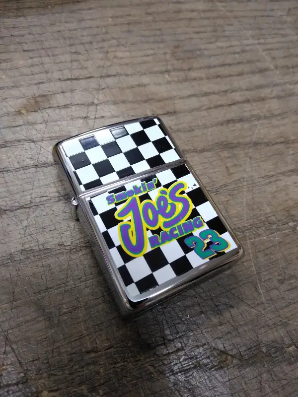Vtg Unfired 1997 Zippo Smokin Joe’s Racing Checkered Flag #23 Cigarette Lighter!