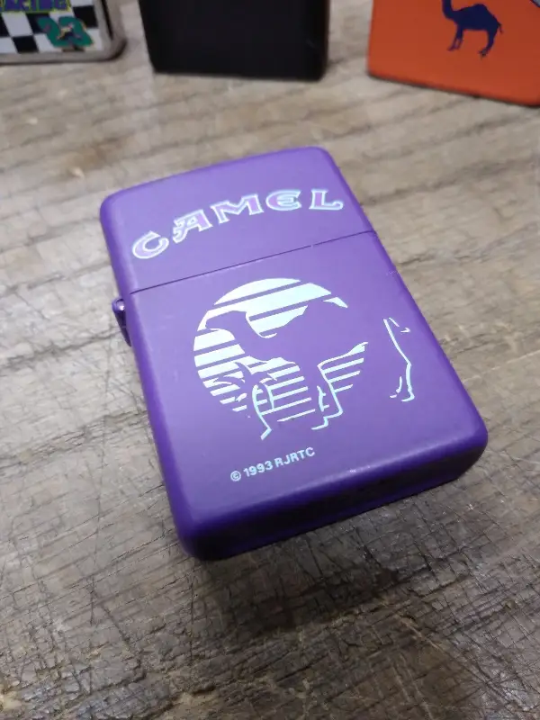 Vtg Unfired Broken Seal 1994 Zippo Camel Oasis Purple Matte Cigarette Lighter