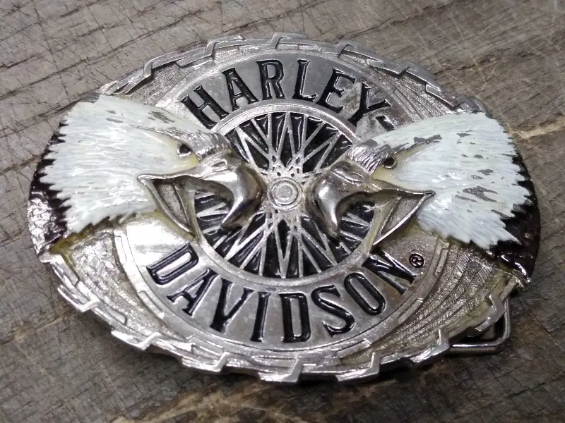 Vtg Rain Tree Harley Davidson Double Eagle Oval Belt Buckle 3.25 Inch Made USA!!