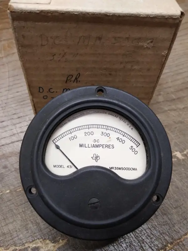 Vtg Texas Instruments Model #431 0-500 DC Milliamperes Panel Meter Dallas Texas