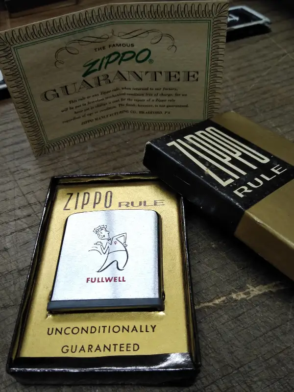 Vtg Zippo Fullwell Advertising Pocket Rule w/Original Box Made USA Great Shape!
