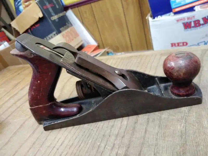 Vtg Unbranded Defiance C115 USA 9 in Wood Plane Red Handle Smooth Bottom Repair