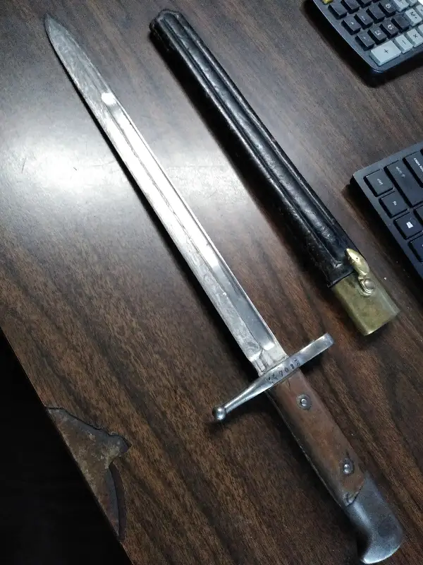 Vtg WW1 Italian Model 1891 Bayonet Knife Scabbard Mannlicher Carcano Terni Italy