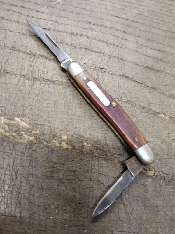 Vtg Schrade 1040T Old Timer USA Folding Pocket Knife 2 Blade 2.75″ Closed