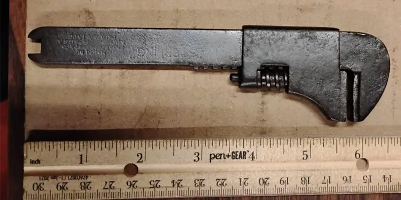 Vtg STERLING No 1 Adjustable 6″ Bicycle Wrench Frank Mossberg Pat Nov 13 1900