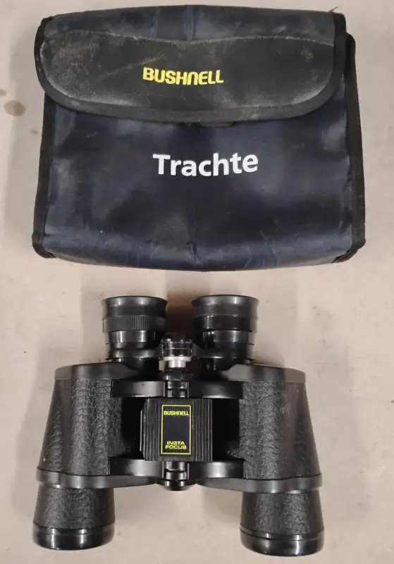 Vintage Bushnell 7×35 Compact Binoculars Black w/ Tracite Case Travel Optics