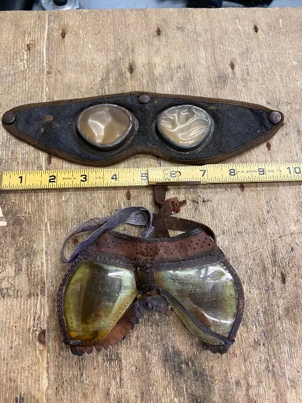Vtg Pilot Flying Goggles WW2 Fighter Airplane Motorcycle Harley Indian Knucklehe