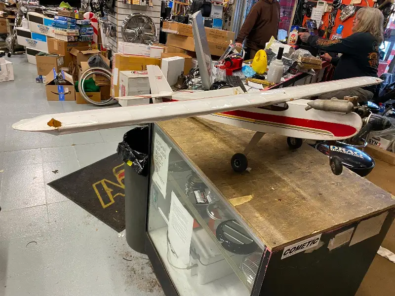 Vtg Tether Rc Remote Control Airplane 63″ Wing Span OS max 3.5 Gas Motor Wen mac