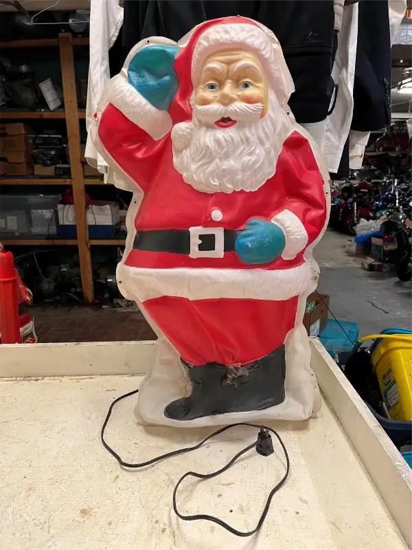vtg Royal Electric Company Vacuform Santa flat back 3d plastic christmas decor