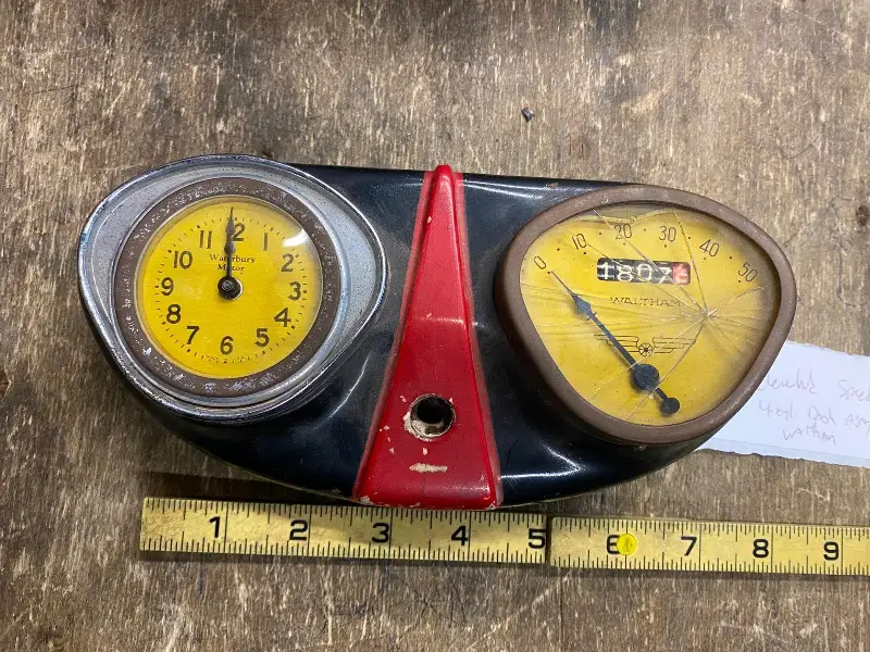 Vtg Waltham Waturbury Speedometer Clock Dash Assy Cleveland Motorcycle Gauge 20′