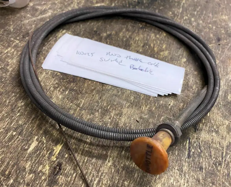 Vtg Throttle Cable Bakelite Swirl 40’s Auto Truck Equipment NOS Tiller Tractor