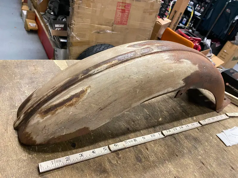 Vtg Ribbed Rear Fender BSA Triumph Motorcycle Hardtail OEM Bobber 6″ Chopper Har