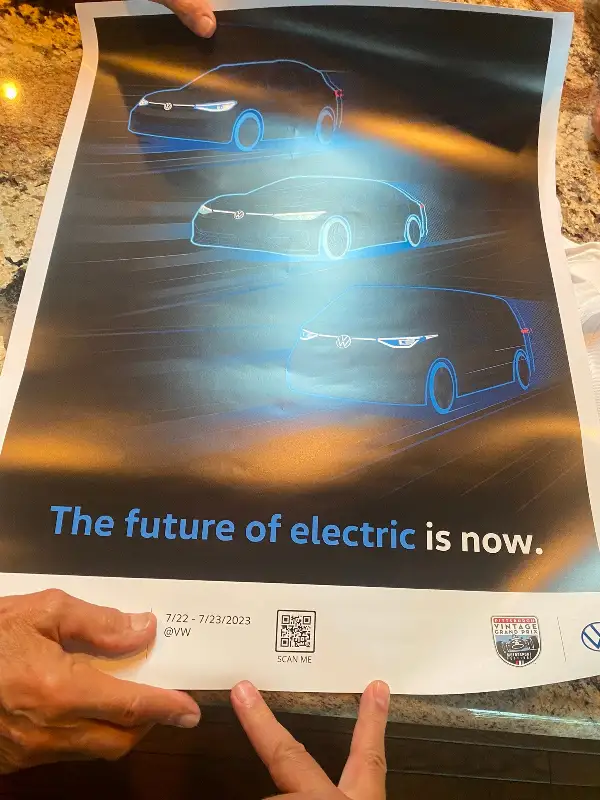VW Future of electric Is now Auto Car ADvertising Vtg Grand Prix Ltd Ed 25×19
