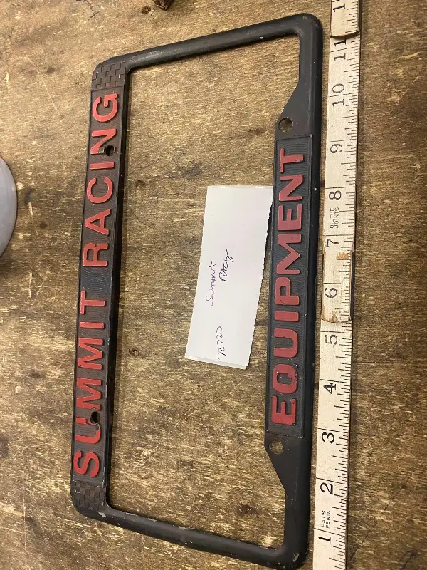 Vtg Summit Racing License plate Frame Hot Rod Muscle car camaro chevelle mopar