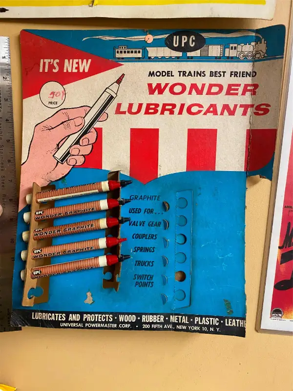 Vtg Wonder Graphite Advertising Store Sign Display Lionel Flyer Trains Toy Tools