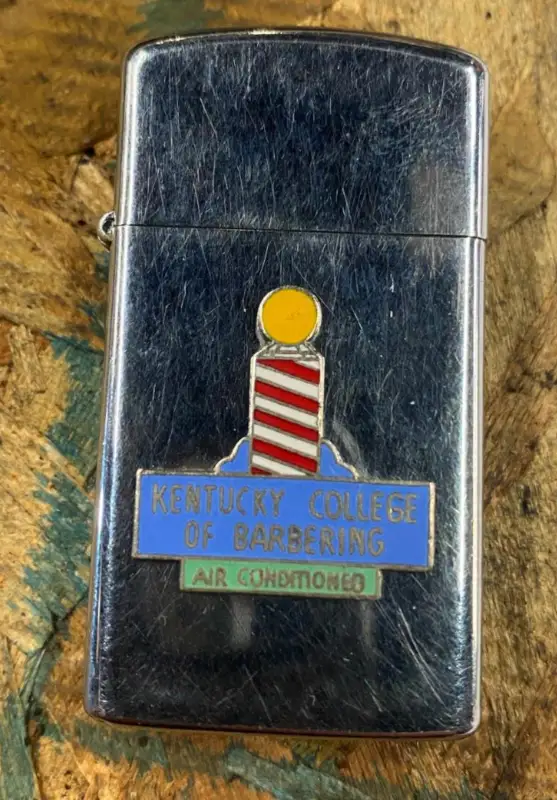 Vtg Zippo Kentucky College of Barbering Slim Collectible Lighter Enamel Rare!