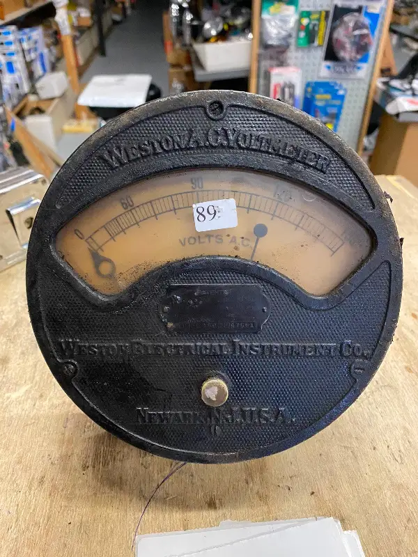 Vtg Railroad Locomotive Volt Meter Gauge Western AC 1900’s Steam Engine Train 6″