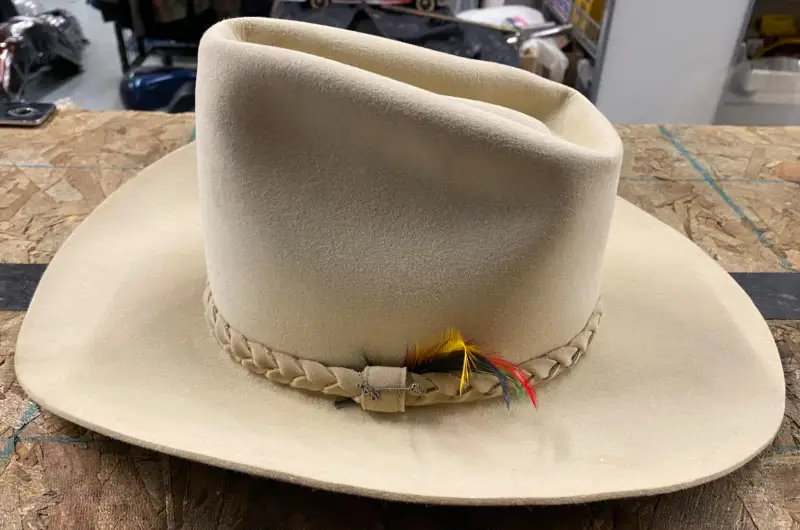 Vtg Stetson 5X XXXXX beaver Western Cowboy hat Bone White Small Feather