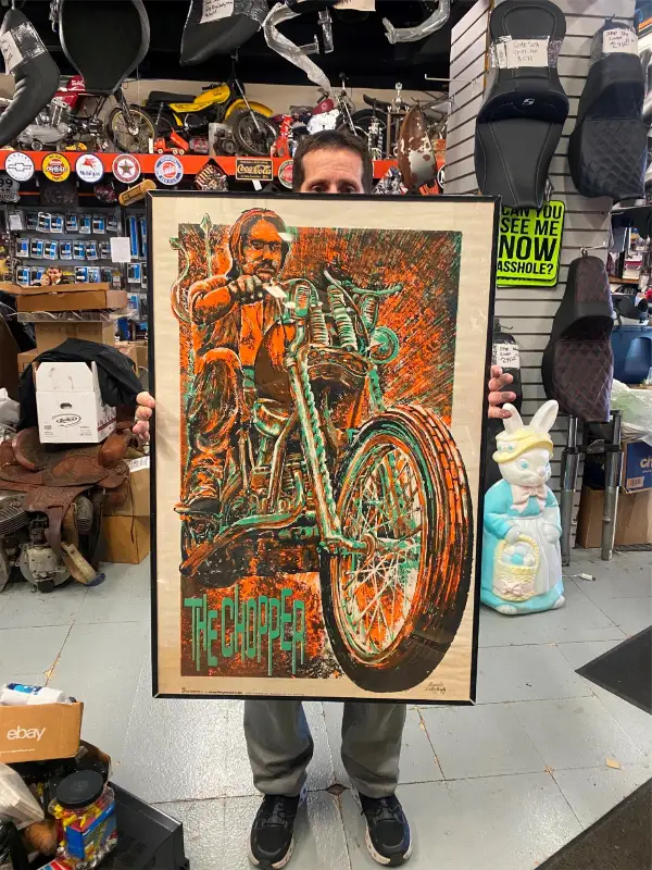 Vtg Poster 1970 Dail W Beeghly The Chopper Psychedelic Art Harley Sign Tattoo sh