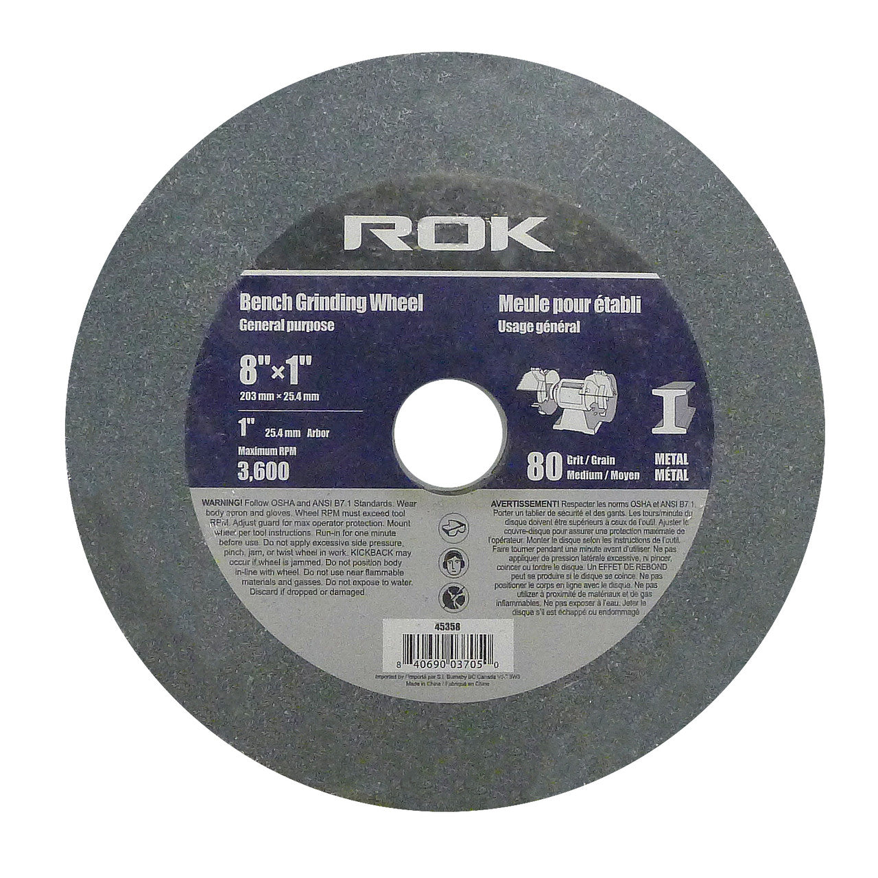BENCH GRINDER WHEEL 8" 80G