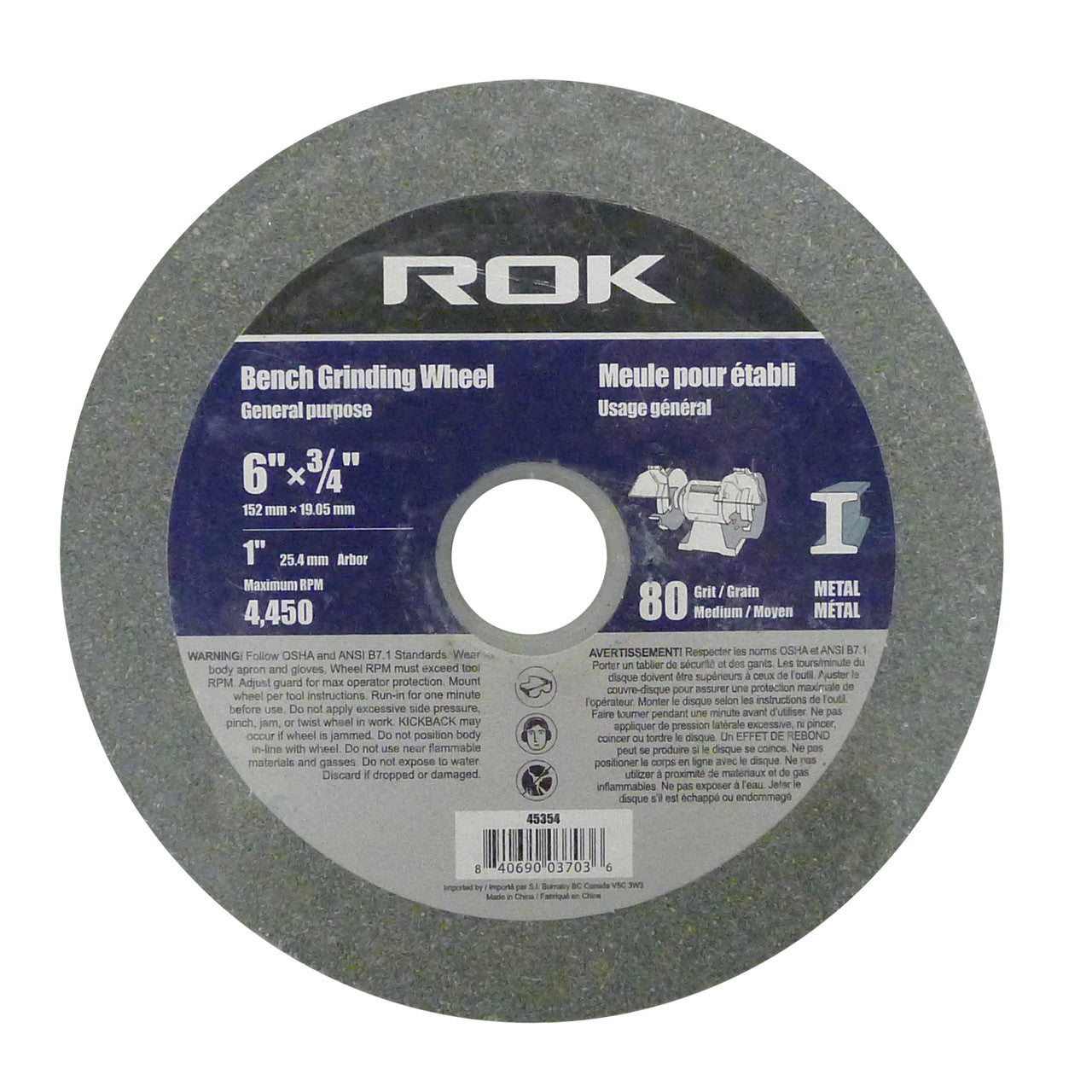 BENCH GRINDER WHEEL 6" 80G