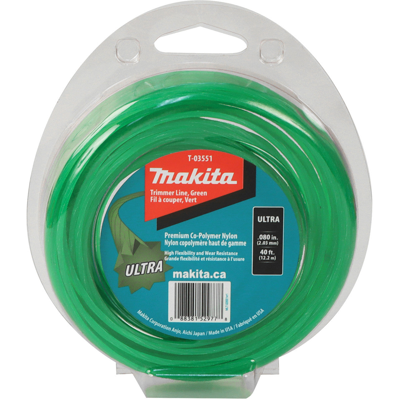 MAKITA ULTRA TRIMMER LINE GREEN 40',.080
