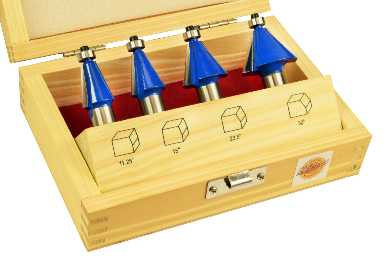 4PC CHAMFER BIT ROUTER BIT SET 1/2" SHAN